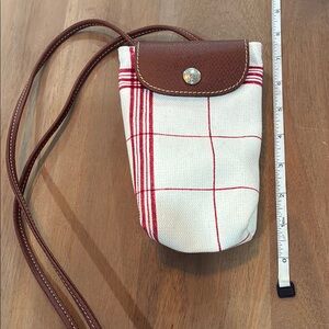 Long Champ Red and White Crossbody Bag
